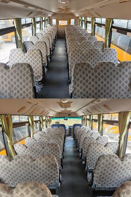 56 ที่นั่ง เครื่องยนต์ดีเซล LHD KLQ6106XQE4 Uesd รถบัสโรงเรียน ผลิตในจีน